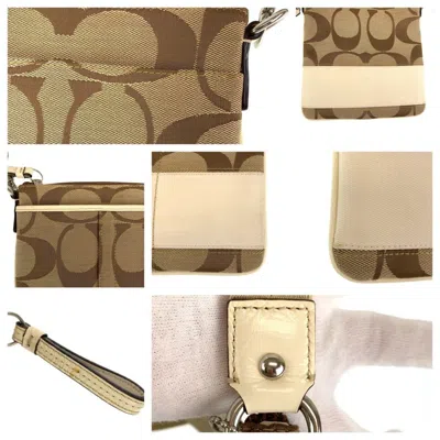 Pre-owned Coach Beige Brown Canvas Pochette Shoulder Bag ()
