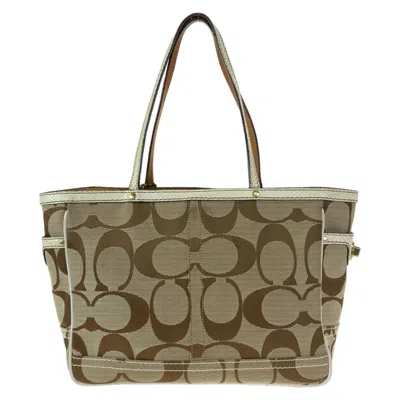 Pre-owned Coach Beige Canvas Handbag Tote Bag ()