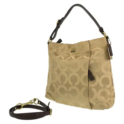 Pre-owned Coach Beige Gold Canvas Shoulder Bag ()