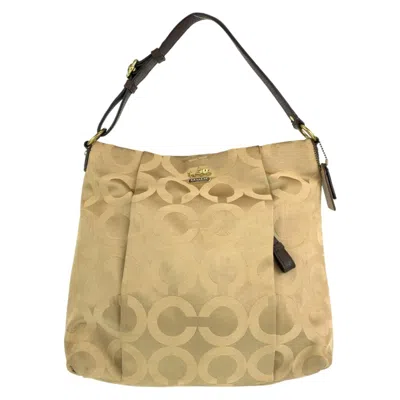 Pre-owned Coach Beige Gold Canvas Shoulder Bag ()