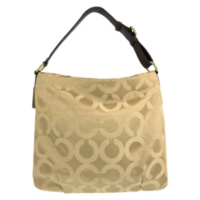 Pre-owned Coach Beige Gold Canvas Shoulder Bag ()