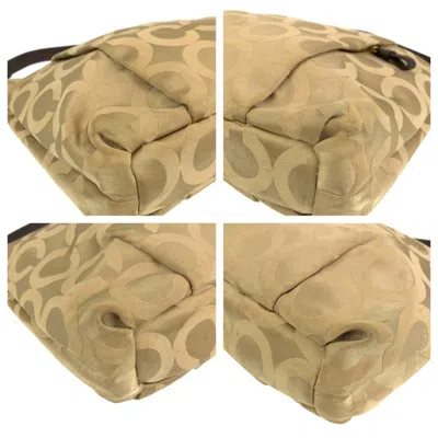 Pre-owned Coach Beige Gold Canvas Shoulder Bag ()