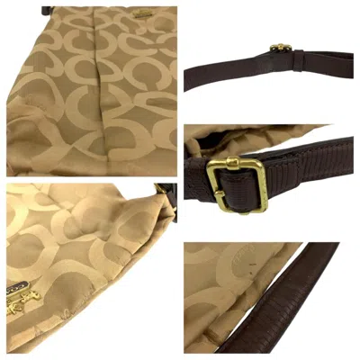 Pre-owned Coach Beige Gold Canvas Shoulder Bag ()