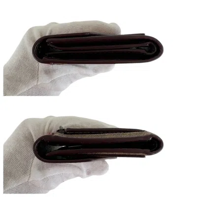 Pre-owned Coach Brown Red Color Pvc Leather Wallet (tri-fold) () In Multi