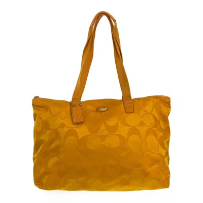 Pre-owned Coach Yellow Nylon Leather Shoulder Bag Tote Bag ()