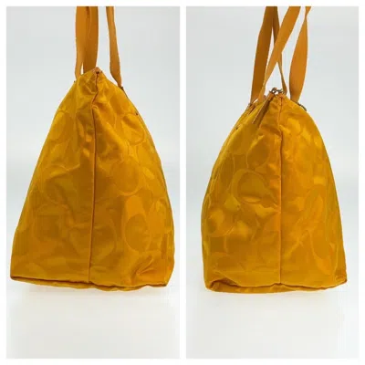 Pre-owned Coach Yellow Nylon Leather Shoulder Bag Tote Bag ()