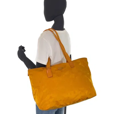 Pre-owned Coach Yellow Nylon Leather Shoulder Bag Tote Bag ()