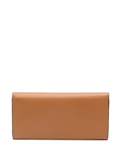 Totême Toteme T-lock Leather Continental Wallet In Brown