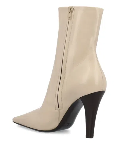 Saint Laurent Jill Booties In Smooth Leather In Neutral