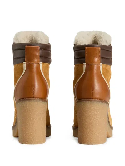 Woolrich Lace-up Shearling-trim Boots In Neutral