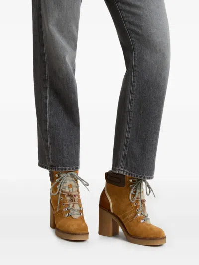 Woolrich Lace-up Shearling-trim Boots In Neutral