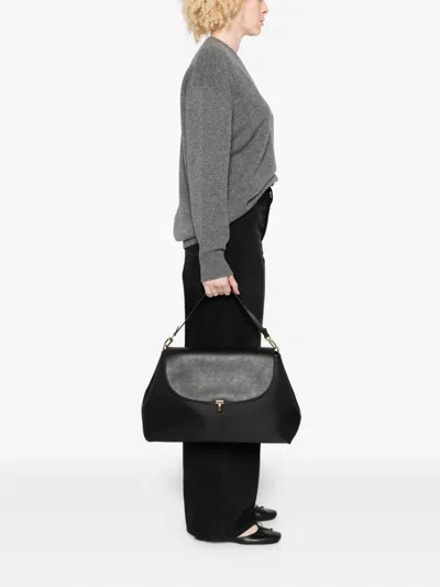 Totême T-lock Foldover Top Shoulder Bag In Black