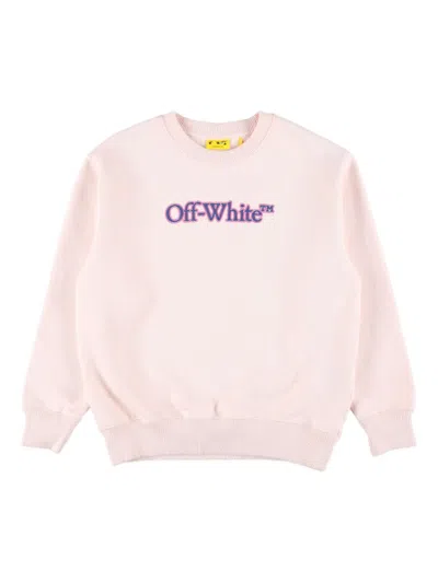 Off-white Kids Logo Pink Crewneck Sweatshirt In Pink
