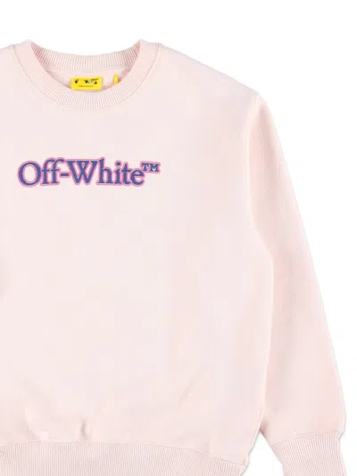Off-white Kids Logo Pink Crewneck Sweatshirt In Pink