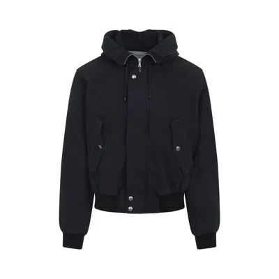 Dries Van Noten Modern Hooded Jacket Ribbed Cuffs In Blue
