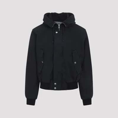 Dries Van Noten Modern Hooded Jacket Ribbed Cuffs In Blue