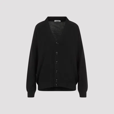 Lemaire Dark Grey Wool Relaxed Twisted Cardigan In Black