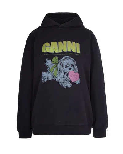 Ganni Isoli Oversized Phantom Sweatshirt In Black