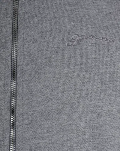 Ganni Womens Isoli Teddy Oversized Zip Hoodie In Gray