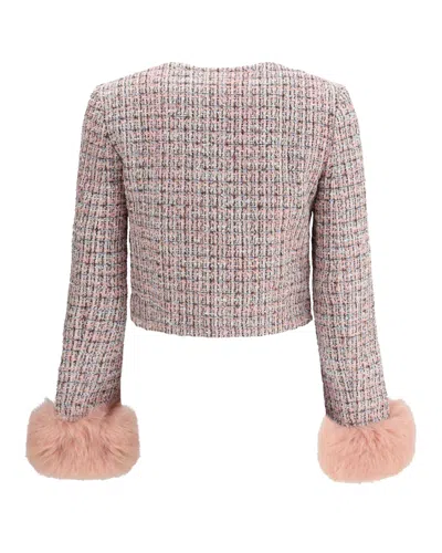 Self-portrait Self Portrait Crystal-embellished Tweed Jacket In Pink
