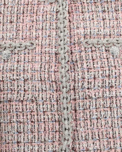 Self-portrait Self Portrait Crystal-embellished Tweed Jacket In Pink
