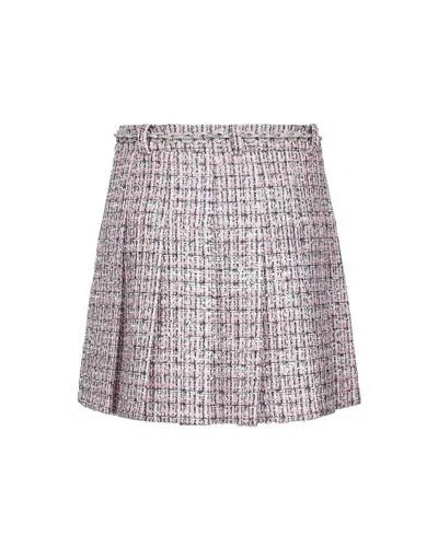 Self-portrait Mini Skirt With Pink Bouclé Crystal Belt In Multi