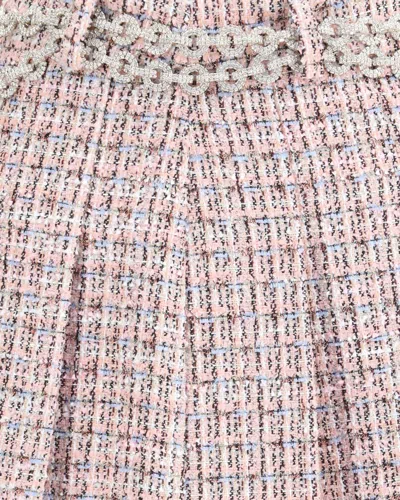 Self-portrait Mini Skirt With Pink Bouclé Crystal Belt In Multi