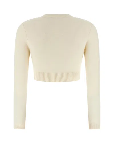 Self-portrait Womens Cream Cropped Embellished Stretch-wool Blend Cardigan In Neutral