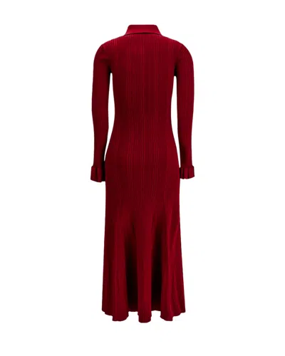 Self-portrait Self Portrait Burgundy Ribbed Knit Midi Dress In Red