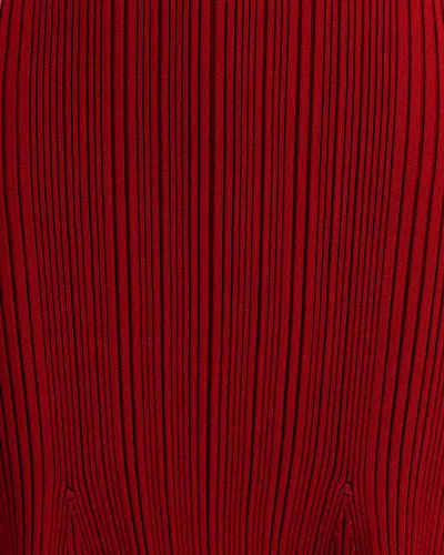 Self-portrait Self Portrait Burgundy Ribbed Knit Midi Dress In Red