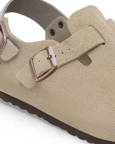 Birkenstock Closed-toe Sandals With Adjustable Strap And Cork Footbed In Gray