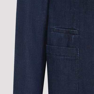 Brunello Cucinelli Single-breasted Denim Blazer In Multi
