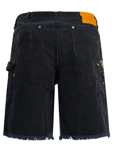 Gallery Dept. Mens Black Carpenter Cut-off Distressed Denim Shorts In Black