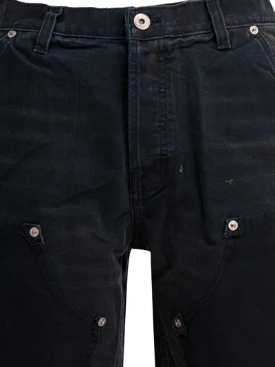 Gallery Dept. Mens Black Carpenter Cut-off Distressed Denim Shorts In Black