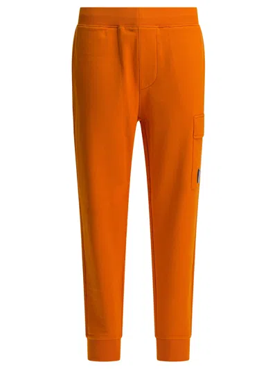 C.p. Company Fleece Cargo Sweatpants Elastic Waistband In Orange