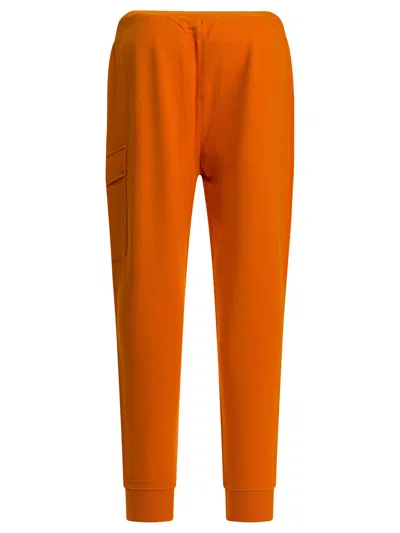 C.p. Company Fleece Cargo Sweatpants Elastic Waistband In Orange