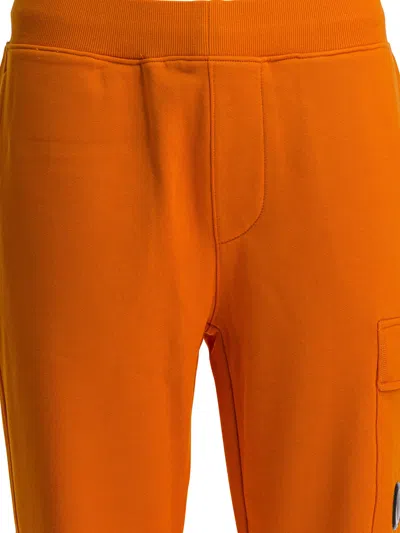C.p. Company Fleece Cargo Sweatpants Elastic Waistband In Orange