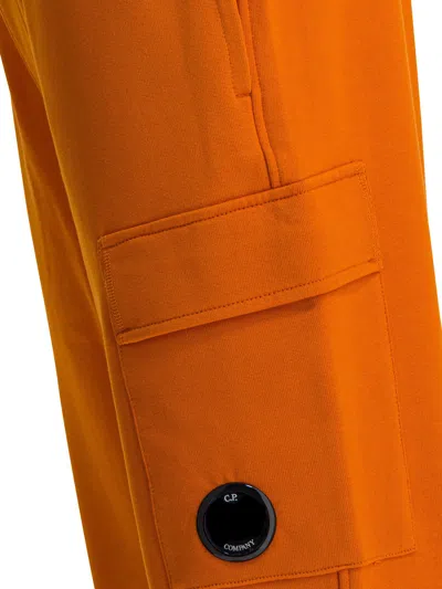C.p. Company Fleece Cargo Sweatpants Elastic Waistband In Orange
