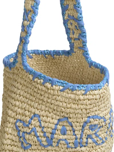 Marni Nassa Hobo Shoulder Bag In Natural And Blue Raffia