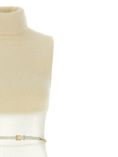 Elisabetta Franchi Turtleneck Sleeveless Dress Open Back In Brown