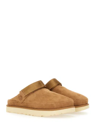 Ugg Slip-on Suede Clogs With Strap In Brown