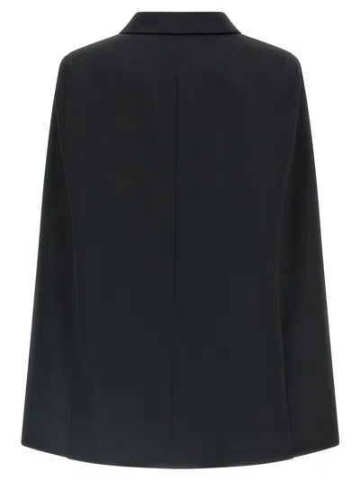 Federica Bonifaci Black Double-breasted Coat With Peak Revers And All Over Stripes Motif In Fabric Woman In Black