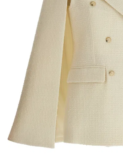 Federica Bonifaci White Double-breasted Coat With Peak Revers In Neutral