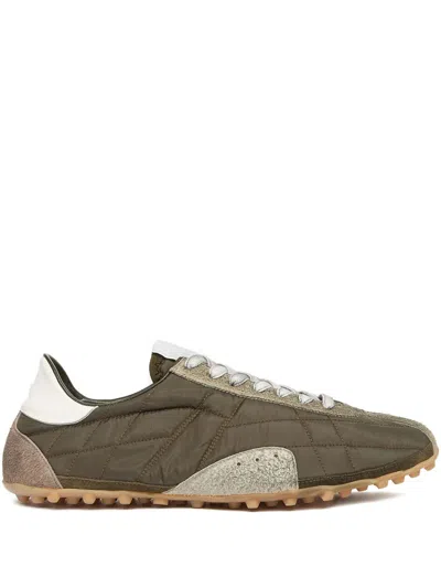 Maison Margiela Quilted-texture Sneakers With Rugged Sole And Suede Overlays In Green
