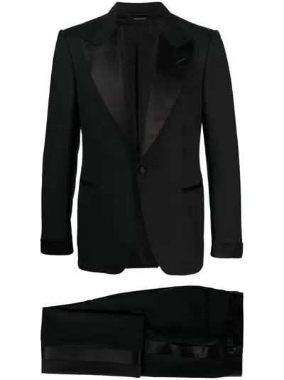 Tom Ford Stretch Wool Tuxedo In Black