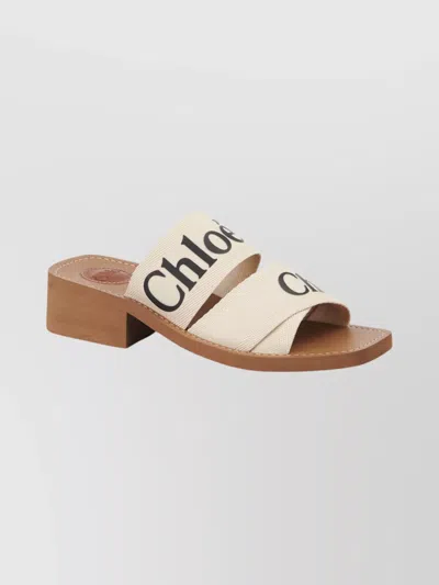 Chloé Woody Logo Slide Sandal In White