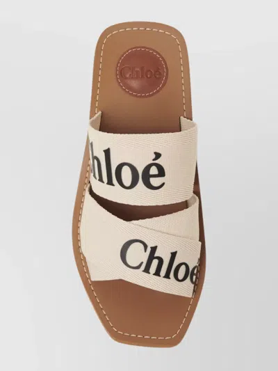 Chloé Woody Logo Slide Sandal In White