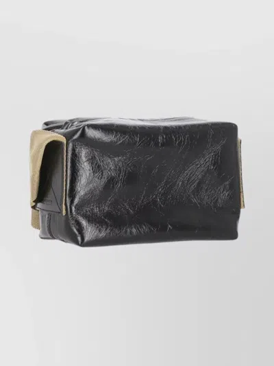 Uma Wang Textured Leather Shoulder Bag With Adjustable Strap In Black