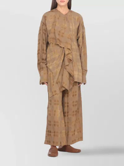 Uma Wang Leather Slippers With Flat Sole And Squared Toe In Animal Print