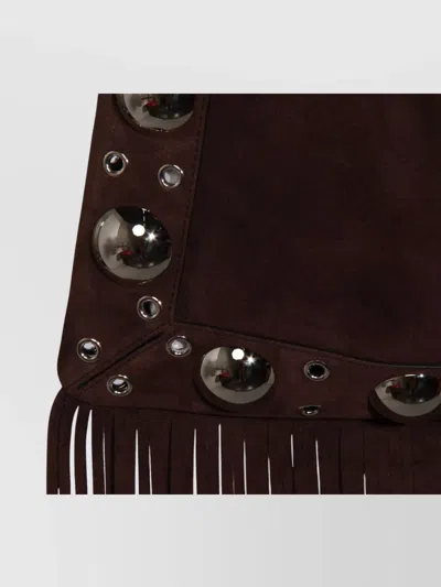 Valentino Garavani Fringed Suede Shoulder Bag With Adjustable Strap In Brown
